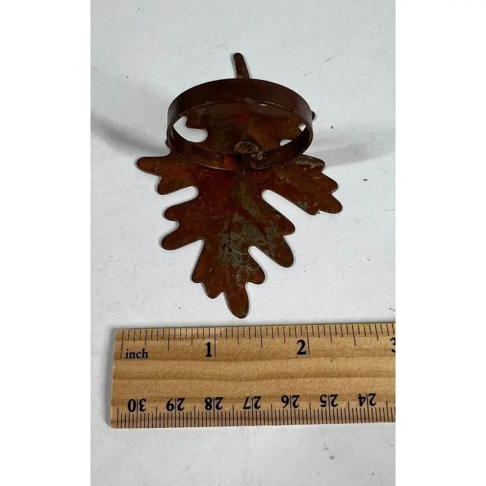 Metal Leaf Napkin Rings Set of 4 Brown Oak Fall Thanksgiving Table Decor
